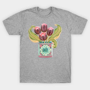 Self Care Spring Grit Tulip Vintage Retro Tin Can T-Shirt